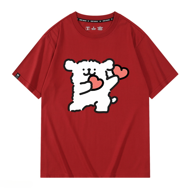 線條小狗 2024親子情侶男女同款 純棉T恤