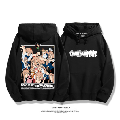 鏈鋸人帕瓦聯名衛衣2023秋冬新款親子情侶裝薄絨款連帽衛衣