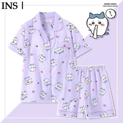 日系吉伊卡哇chiikawa睡衣女短袖T恤夏季純棉可愛烏薩奇家居服