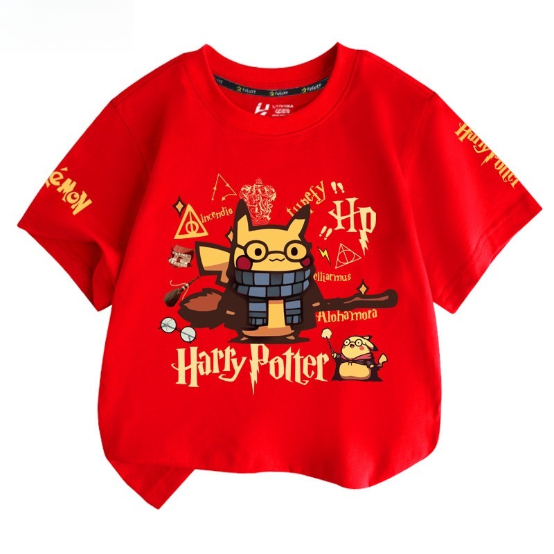 皮卡丘X哈利波特 2026親子情侶男女同款 印花短袖T恤