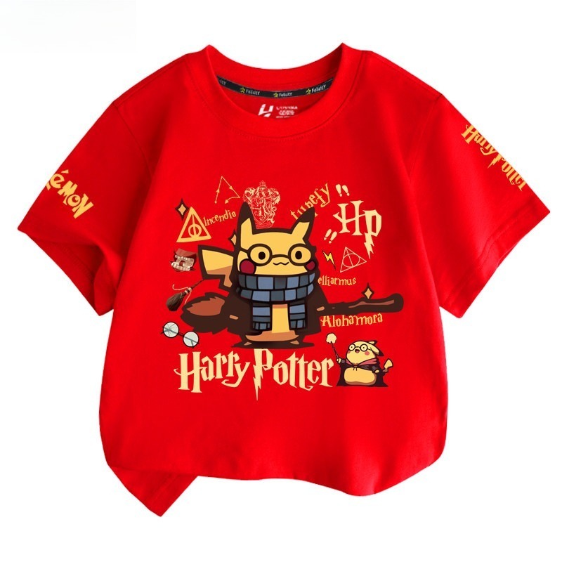 皮卡丘X哈利波特 2026親子情侶男女同款 印花短袖T恤