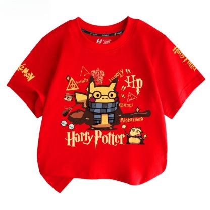 皮卡丘X哈利波特 2026親子情侶男女同款 印花短袖T恤