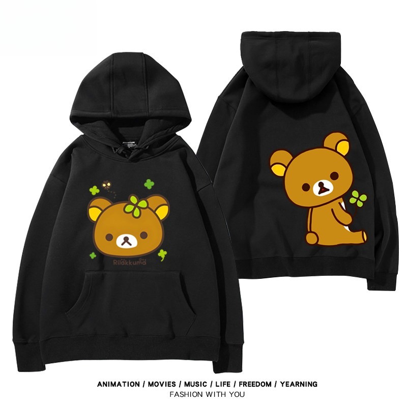日系拉拉熊 聯名衛衣新款 親子情侶裝連帽衛衣
