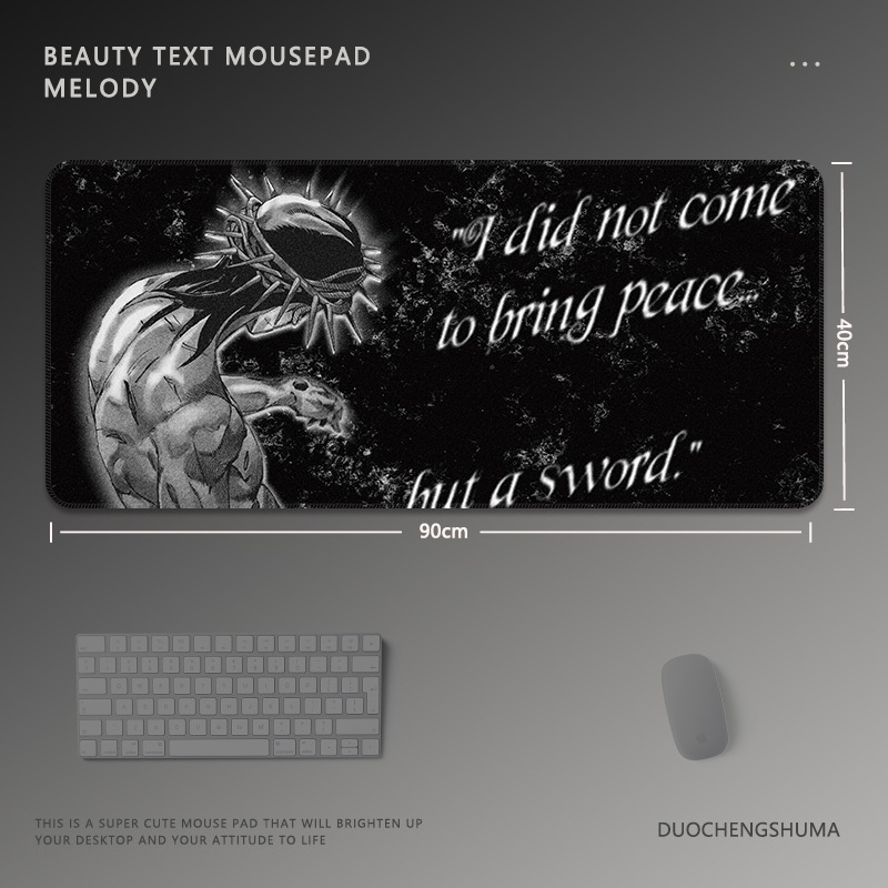 黑白動漫電競超大遊戲加厚防滑鼠標墊