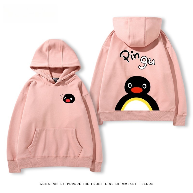 企鵝Pingu 秋冬新款 親子情侶男女連帽衛衣