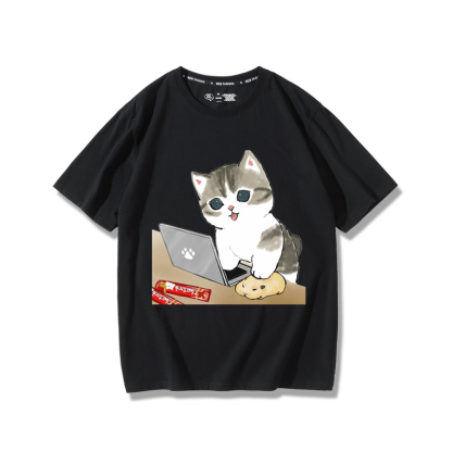 上班族貓咪2024親子情侶男女同款 純棉T恤