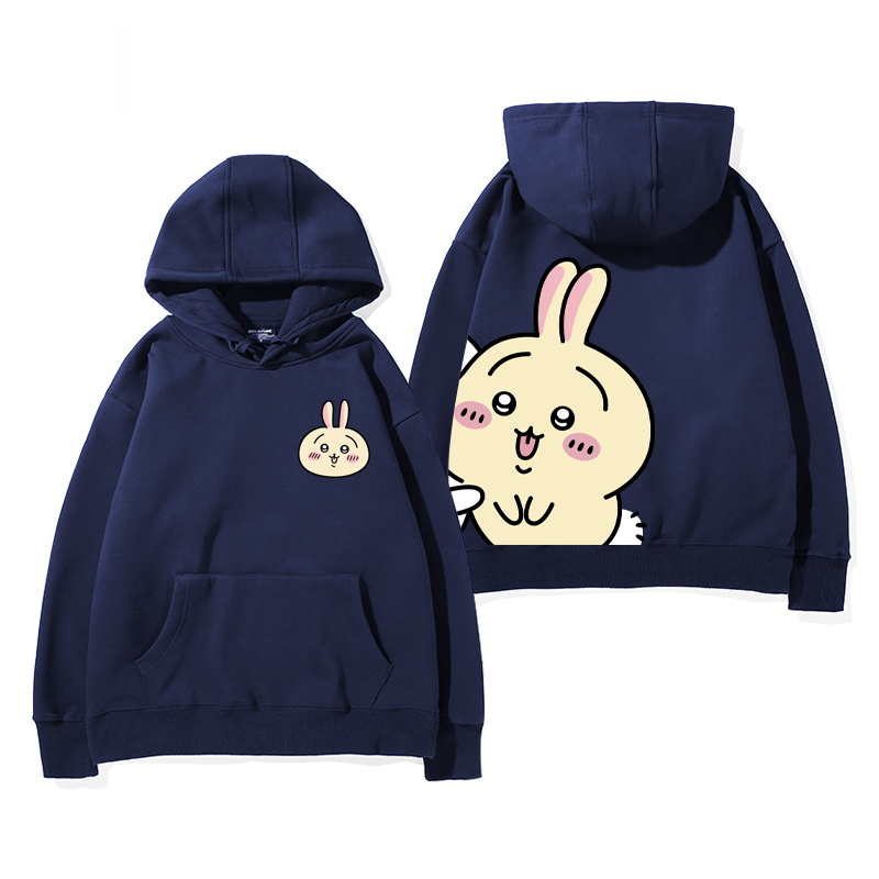 Chiikawa聯名衛衣2024秋冬新款親子情侶裝薄絨款連帽衛衣