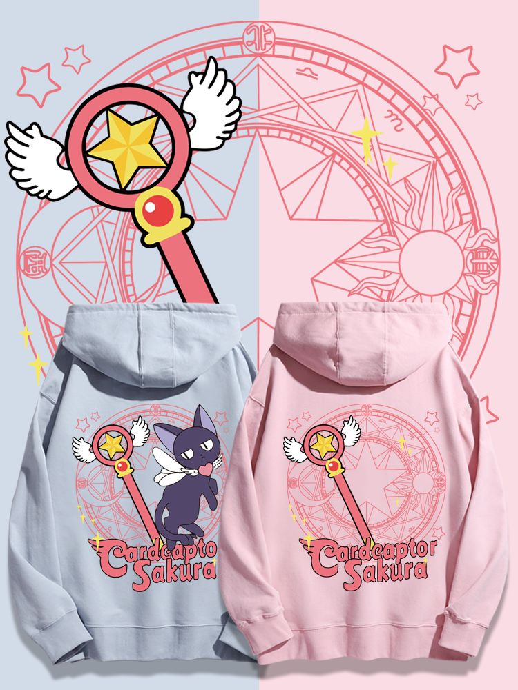 [Copy]魔卡少女櫻聯名衛衣2024秋冬新款親子情侶裝薄絨款連帽衛衣