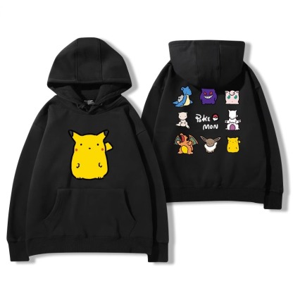 寶可夢聯名衛衣2024秋冬新款親子情侶裝薄絨款連帽衛衣