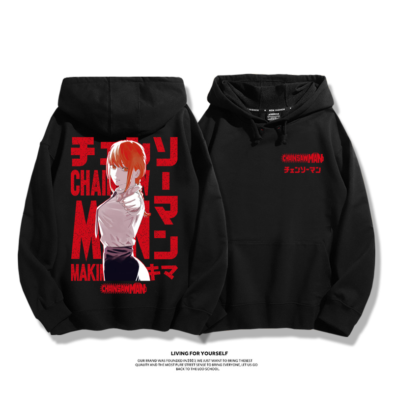 鏈鋸人聯名衛衣2023秋冬新款親子情侶裝薄絨款連帽衛衣