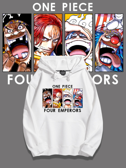 航海王四皇聯名衛衣2023秋冬新款親子情侶裝薄絨款連帽衛衣