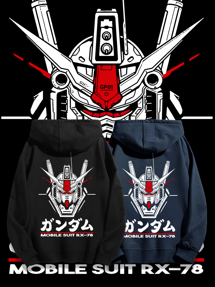 機動戰士鋼彈聯名衛衣2023秋冬新款親子情侶裝薄絨款連帽衛衣
