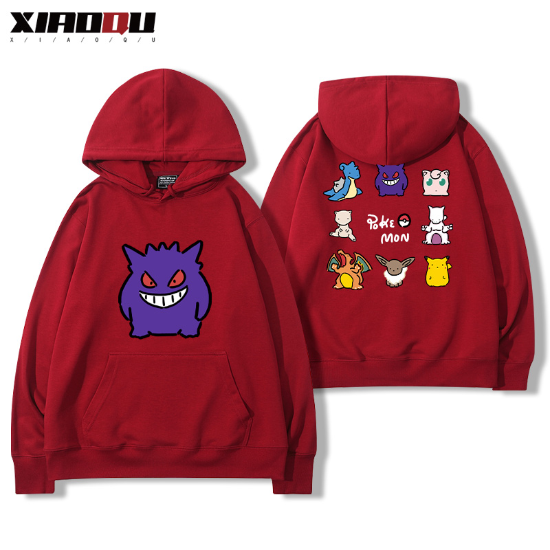 寶可夢聯名衛衣2024秋冬新款親子情侶裝薄絨款連帽衛衣
