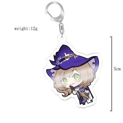 原神八重神子魈可莉刻晴亞克力萬葉熒七七鍾離亞力克鑰匙扣掛飾【單買三件起送】