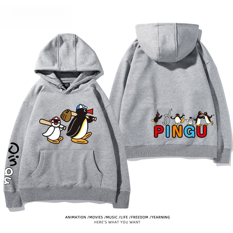 企鵝Pingu 秋冬新款 親子情侶男女連帽衛衣