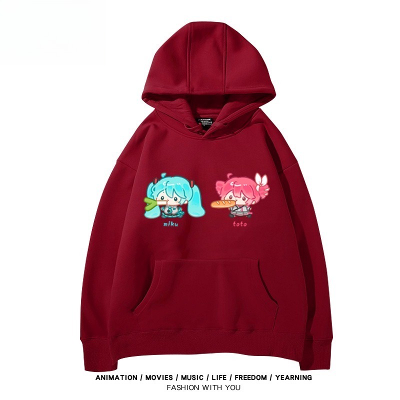 初音未來X重音Teto新款 親子情侶男女連帽衛衣