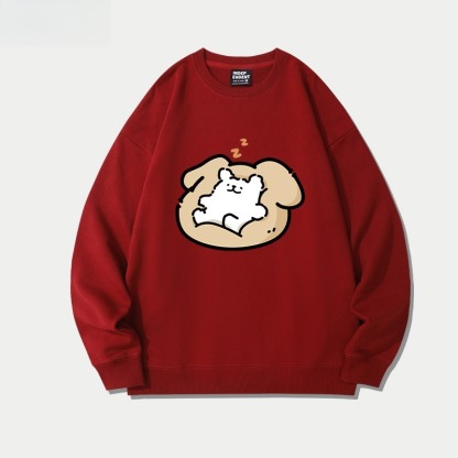 線條小狗 聯名親子情侶裝 圓領長袖