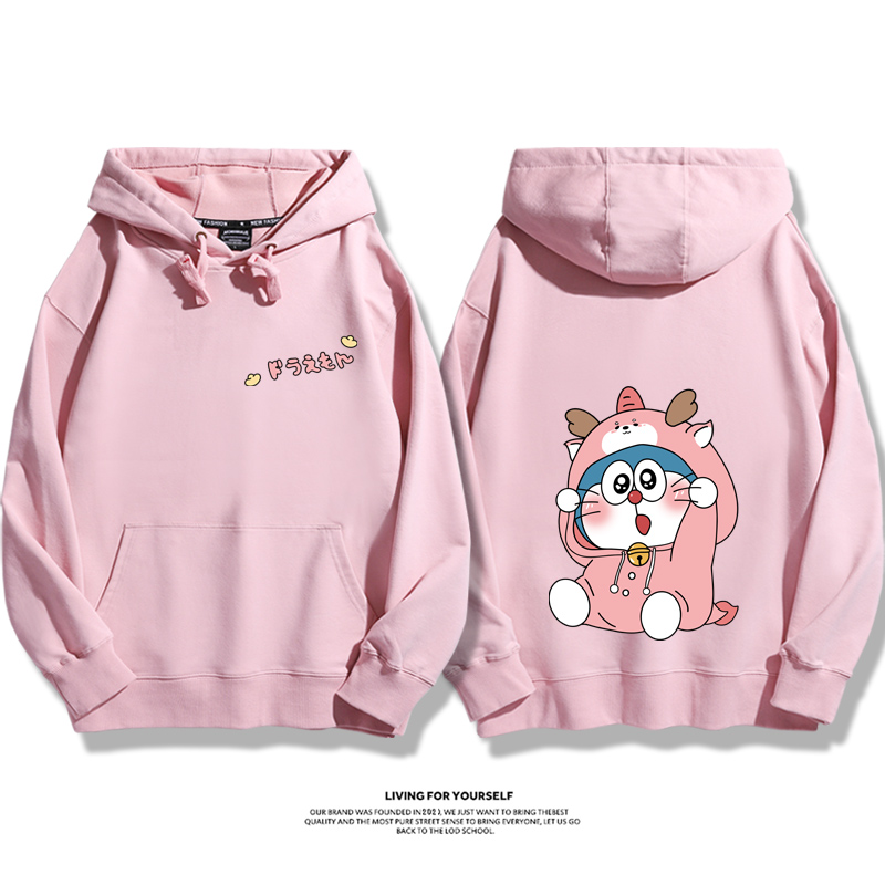 Q版龍年叮噹貓聯名衛衣2024秋冬新款親子情侶裝薄絨款連帽衛衣