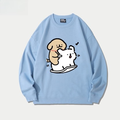 線條小狗 聯名親子情侶裝 圓領長袖