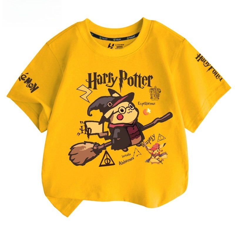 皮卡丘X哈利波特 2026親子情侶男女同款 印花短袖T恤