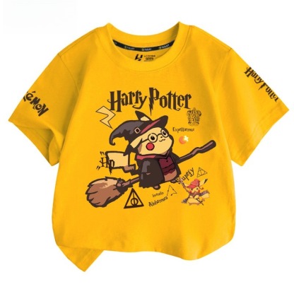 皮卡丘X哈利波特 2026親子情侶男女同款 印花短袖T恤