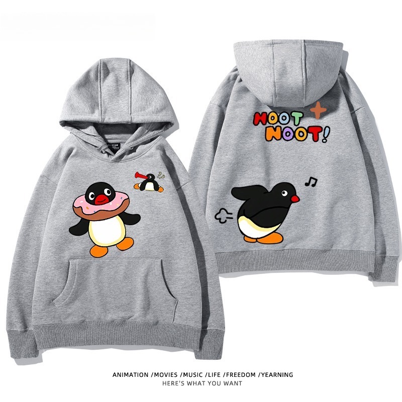 企鵝Pingu 秋冬新款 親子情侶男女連帽衛衣