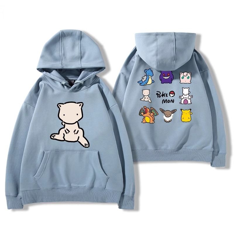 寶可夢聯名衛衣2024秋冬新款親子情侶裝薄絨款連帽衛衣