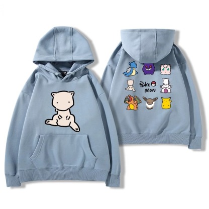 寶可夢聯名衛衣2024秋冬新款親子情侶裝薄絨款連帽衛衣