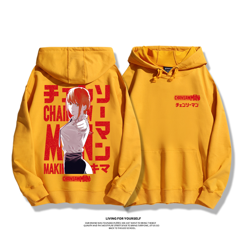 鏈鋸人聯名衛衣2023秋冬新款親子情侶裝薄絨款連帽衛衣