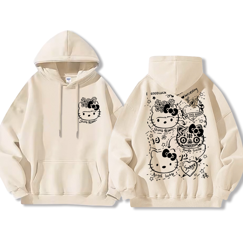 HelloKitty新款 寬鬆百搭 秋冬款 寬鬆連帽衛衣