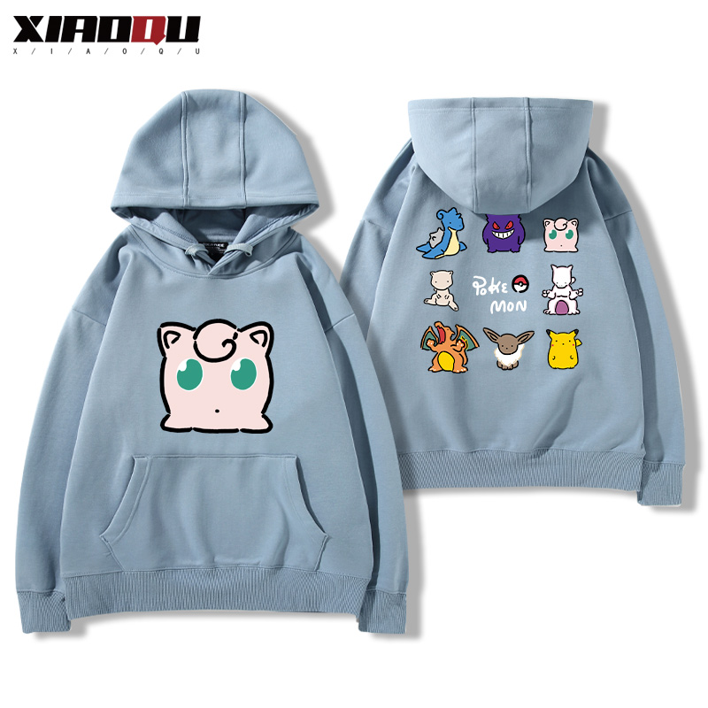 寶可夢聯名衛衣2024秋冬新款親子情侶裝薄絨款連帽衛衣
