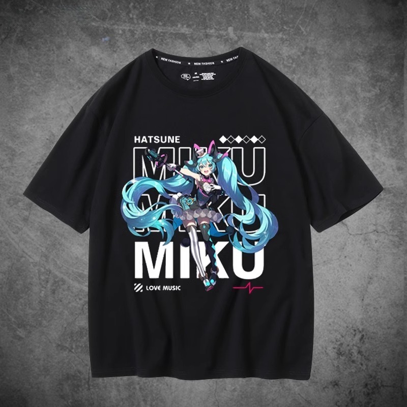 初音未來聯名衛衣2024秋冬新款親子情侶裝薄絨款連帽衛衣