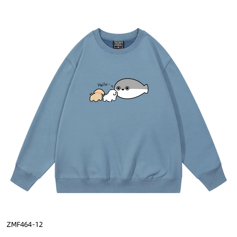 線條小狗X薩卡班聯名衛衣2024秋冬新款親子情侶裝薄絨款連帽衛衣