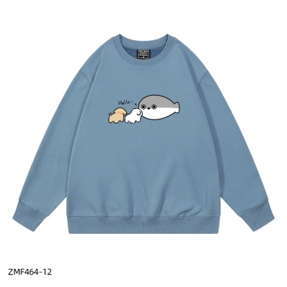 線條小狗X薩卡班聯名衛衣2024秋冬新款親子情侶裝薄絨款連帽衛衣