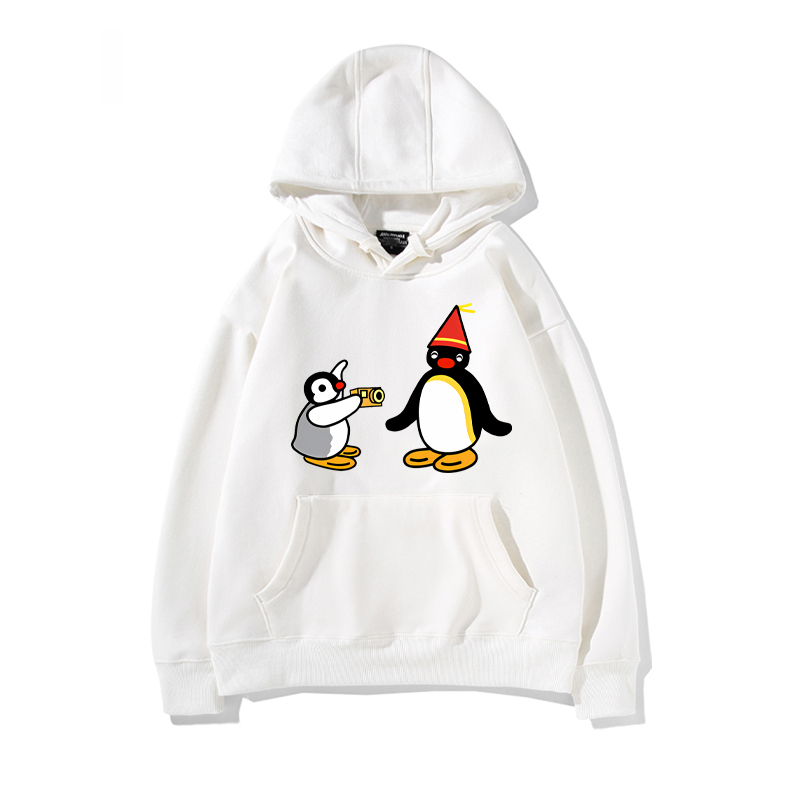 企鵝家族PINGU 聯名衛衣2024秋冬新款親子情侶裝薄絨款連帽衛衣