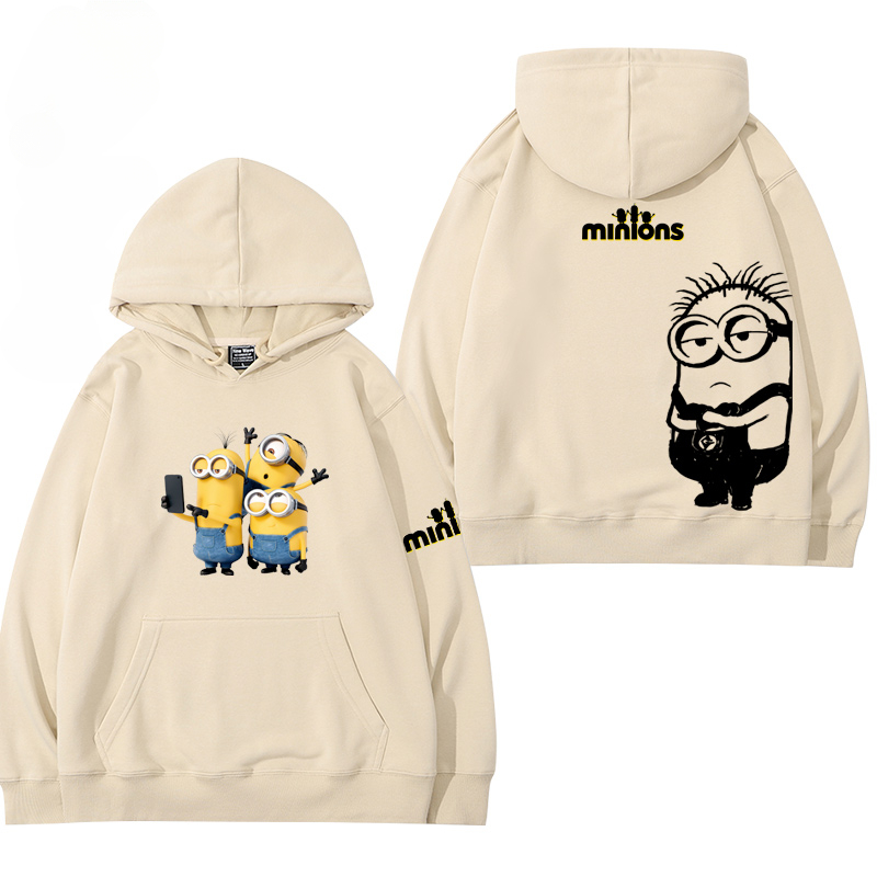 小黃人 聯名衛衣2024秋冬新款親子情侶裝薄絨款連帽衛衣