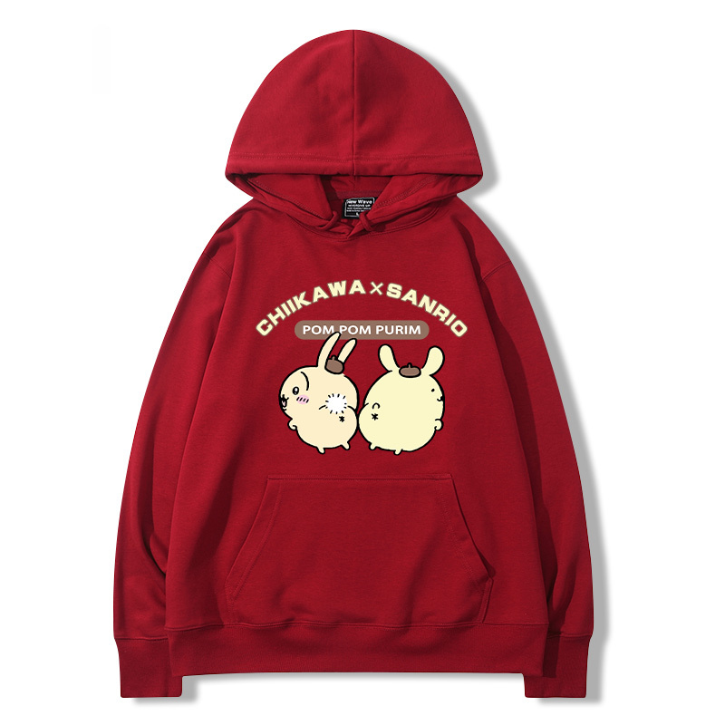 chiikawa吉伊卡哇聯名三麗歐 2024秋冬新款親子情侶裝薄絨款連帽衛衣