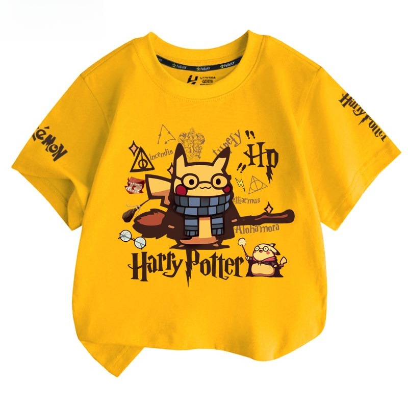 皮卡丘X哈利波特 2026親子情侶男女同款 印花短袖T恤