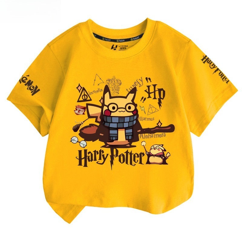 皮卡丘X哈利波特 2026親子情侶男女同款 印花短袖T恤
