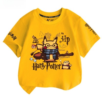 皮卡丘X哈利波特 2026親子情侶男女同款 印花短袖T恤