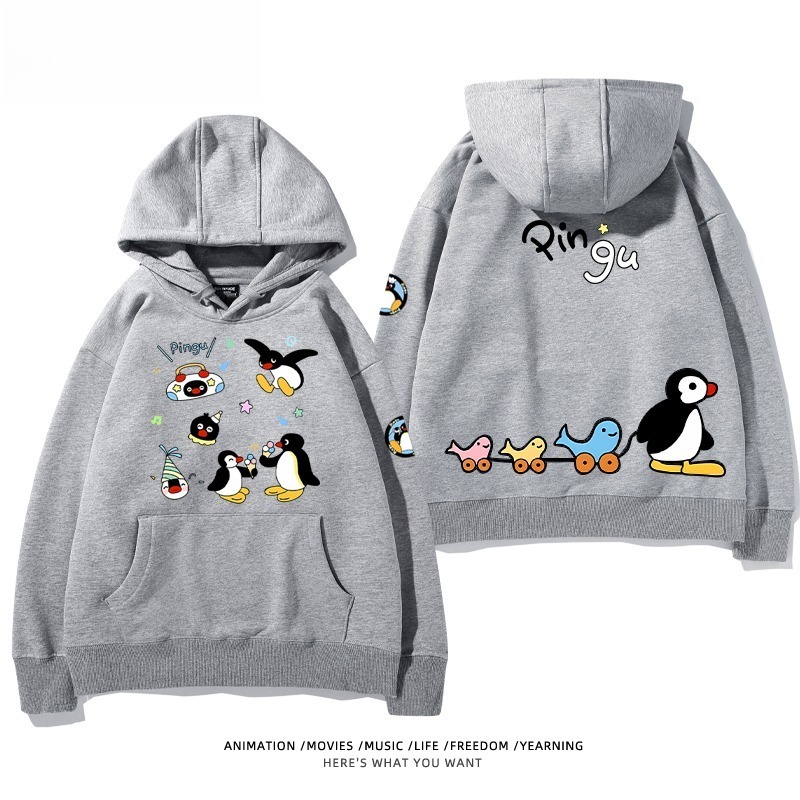 企鵝Pingu 秋冬新款 親子情侶男女連帽衛衣