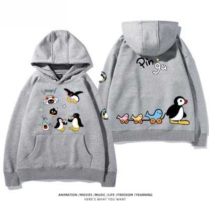 企鵝Pingu 秋冬新款 親子情侶男女連帽衛衣