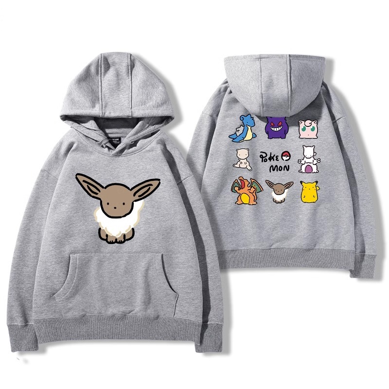 寶可夢聯名衛衣2024秋冬新款親子情侶裝薄絨款連帽衛衣