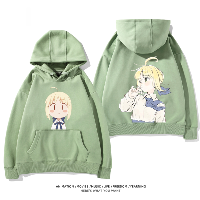 fate 2024秋冬新款親子情侶裝薄絨款連帽衛衣