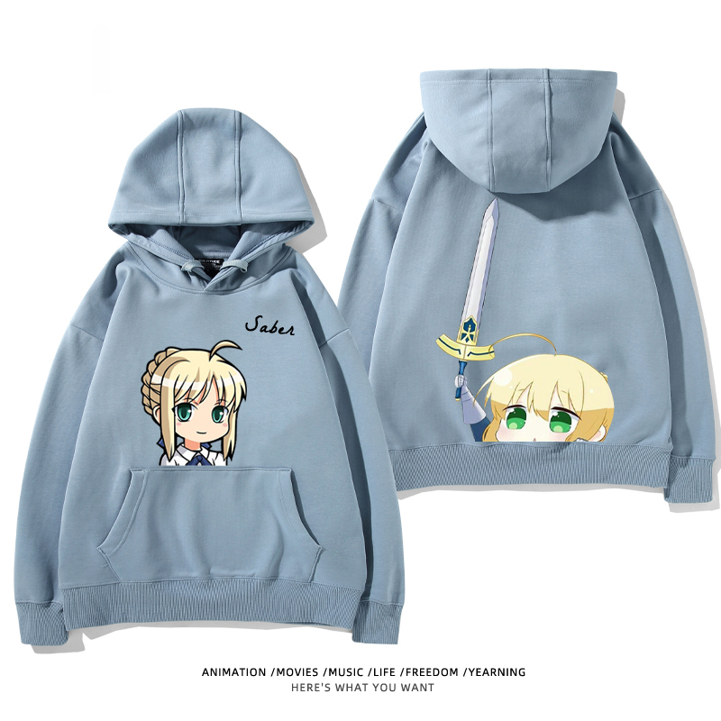 fate 2024秋冬新款親子情侶裝薄絨款連帽衛衣