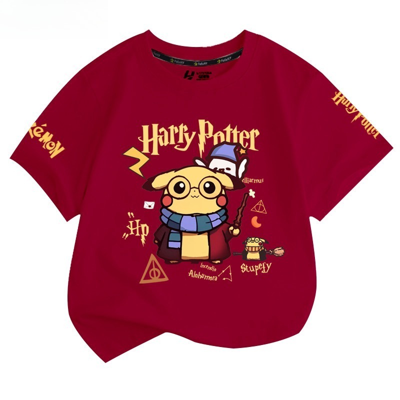皮卡丘X哈利波特 2026親子情侶男女同款 印花短袖T恤