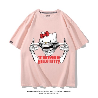 伊藤潤二X三麗鷗富江Hello kitty周邊 印花短袖T恤
