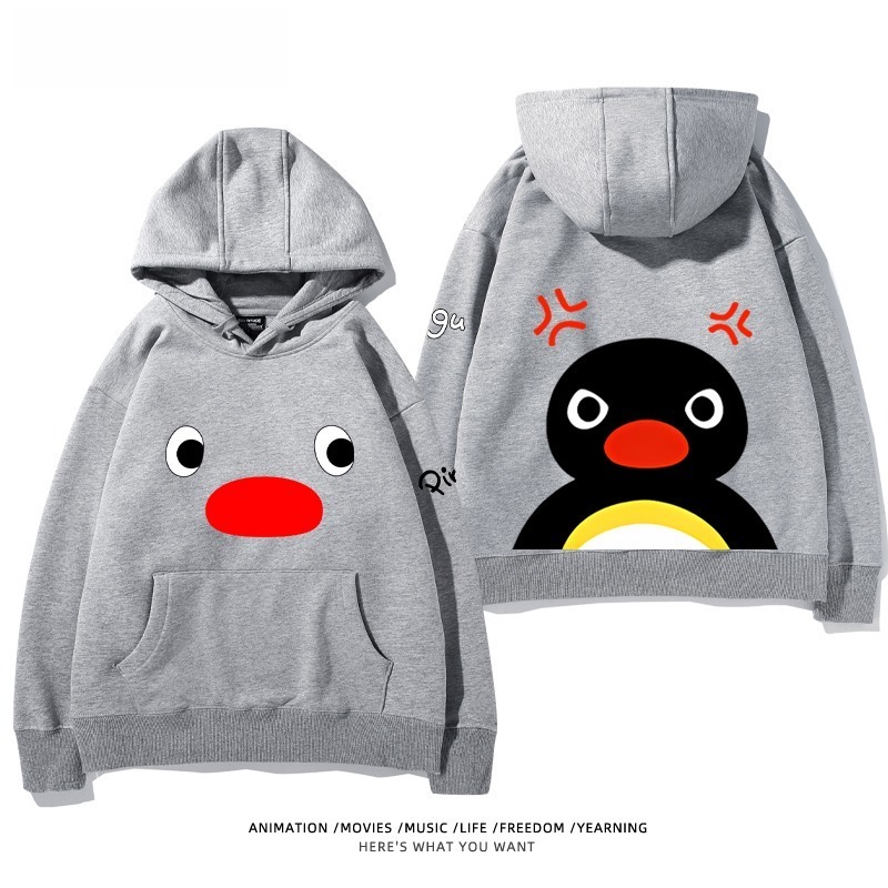 企鵝Pingu 秋冬新款 親子情侶男女連帽衛衣