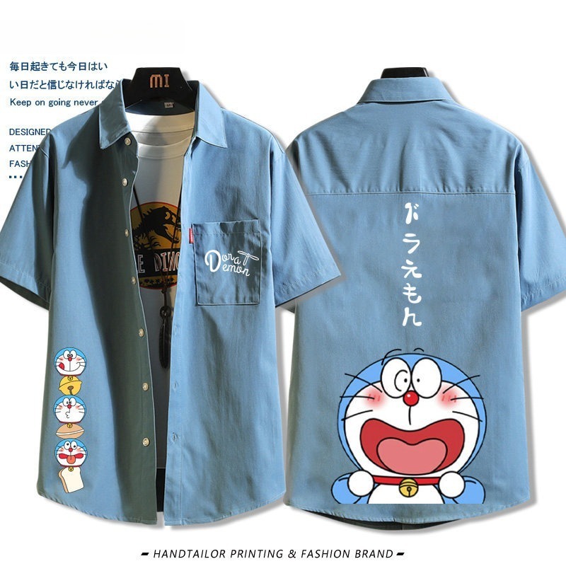 機器貓小叮噹 周邊薄款印花短袖襯衫