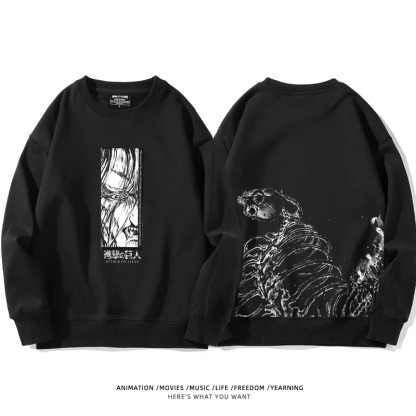 進擊的巨人 聯名衛衣2024秋冬新款親子情侶裝薄絨款連帽衛衣